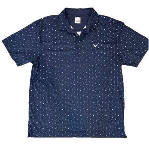 Callaway Mens Large Golf Polo Opti Dri Navy Blue Martini